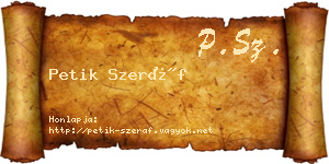 Petik Szeráf névjegykártya